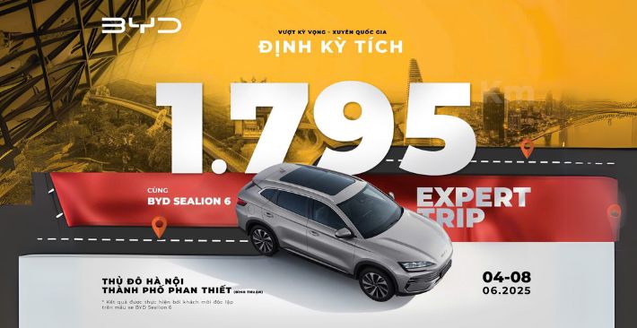BYD Sealion 6 xác lập kỳ tích 1795 km chỉ với 1 lần sạc và 1 lần đổ xăng